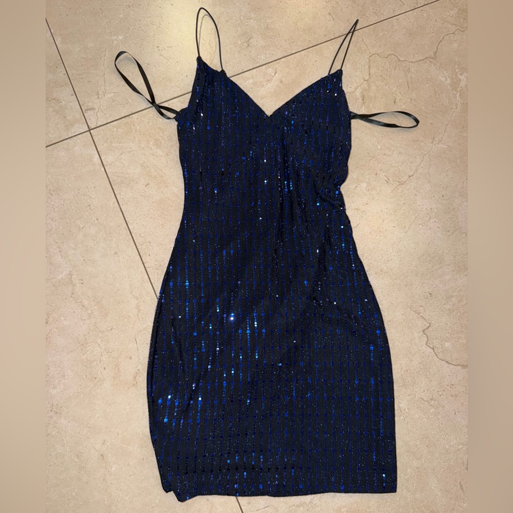 Windsor Navy Blue Sequin Mini Dress